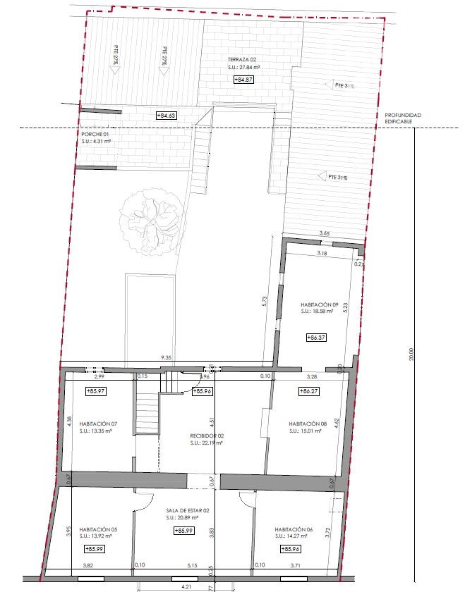 Imposing townhouse for free design, 544m², 3 floors, 13 rooms, garden terraces, cistern - Aktuell OG