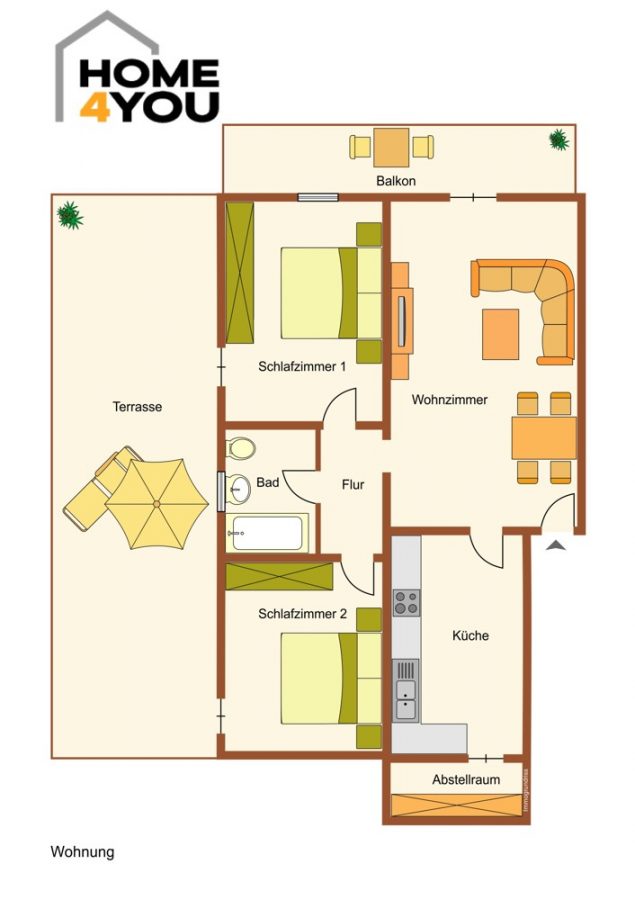 Appartement exclusif à Sa Coma : 2 chambres, 2 terrasses, piscine communautaire, ascenseur & garage - 80qm - Grundriss