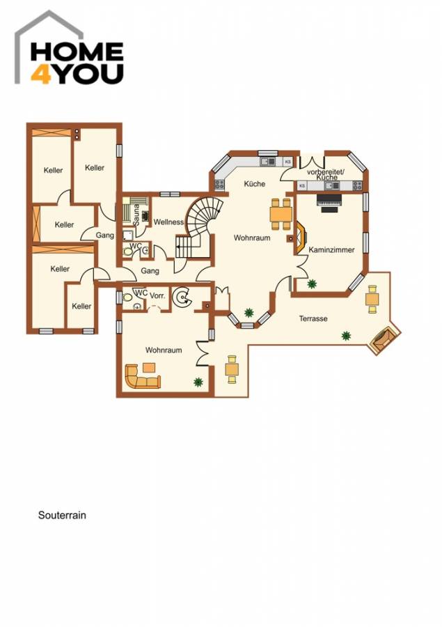 Villa in exklusiver Höhenlage, 360 qm, 9 Zi., 1.450 qm Garten&Grund mit Ausblick auf Wien, Sauna - Souterrain