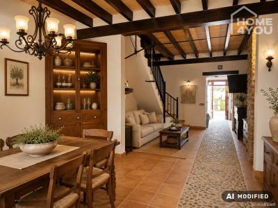 Mallorcan townhouse in Petra, 107m², 3 bedrooms, 2 bathrooms, patio, roof terrace, fireplace, investment, 07520 Petra (Spain), Town house