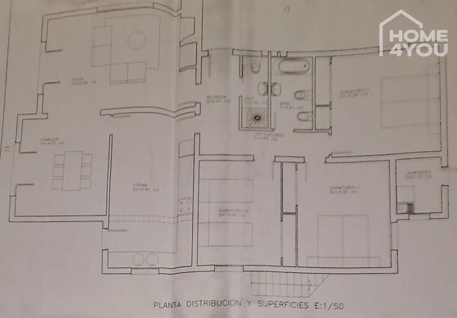Chalet con licencia ETV en Cala Murada, 135m², 3 dormitorios, 2 baños, pista de tenis, piscina, garaje - Plano