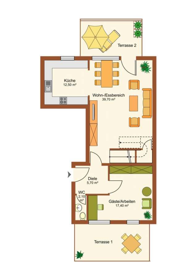 LOFT in luxuriously renovated manor house, 165 sqm, 4 bedrooms, bathroom, WC, fitted kitchen, - EG