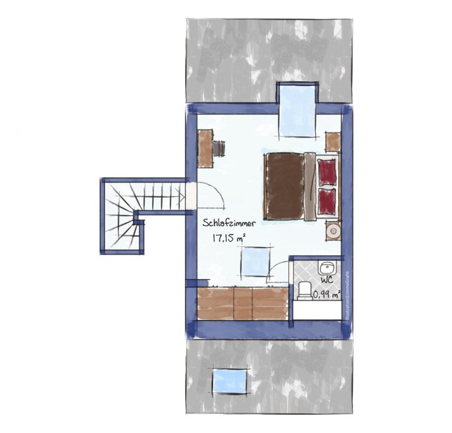Unikat: Modernes Loft-Gutshaus in saniertem Vierkanthof, 5 Zi., 3 SZ, 162 qm mit hohem Steuervorteil - Grundriss DG