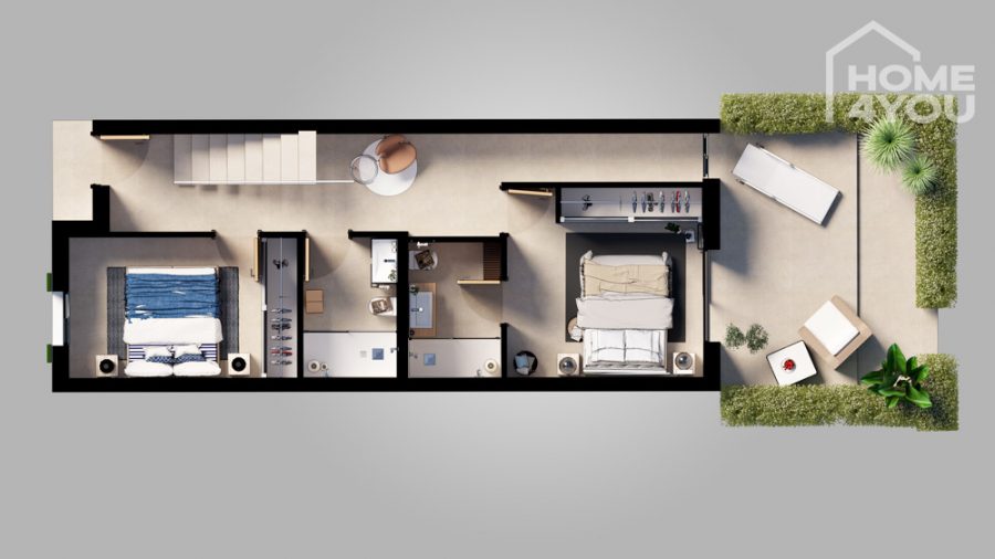 Fantastic newly built maisonette in Ses Salines, 99m², 2 bedrooms, 2 bathrooms, garden, terrace, pool, parking space - Erdgeschoss