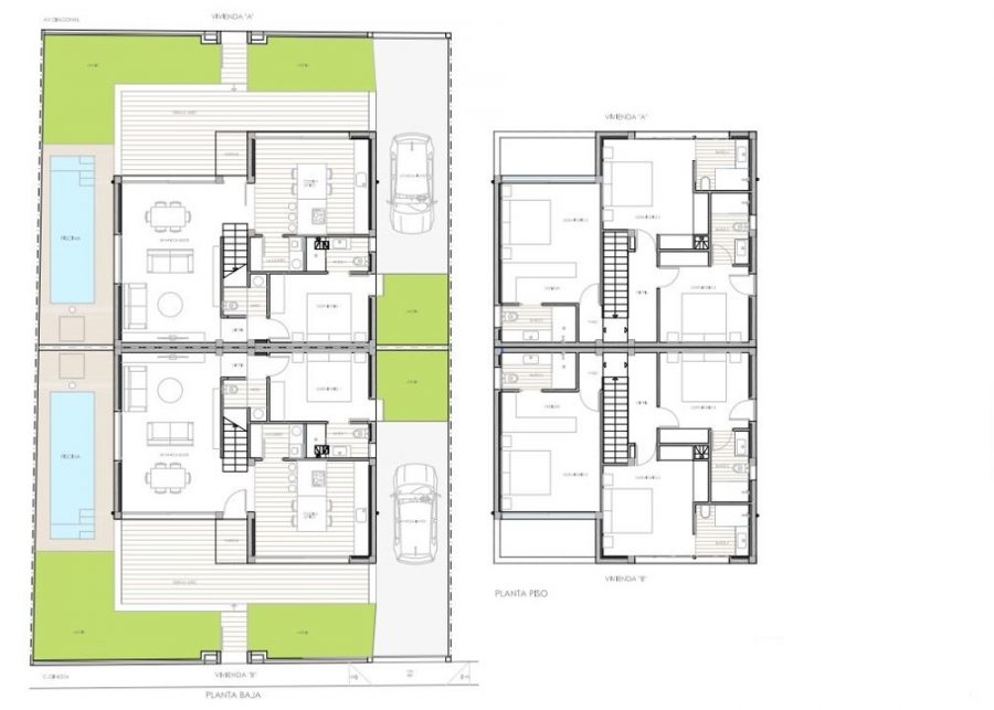 Maison neuve à Can Picafort : 172qm, 4 chambres, 4 salles de bains, jardin, terrasse, piscine, climatisation, parking, année 2025 - Grundriss