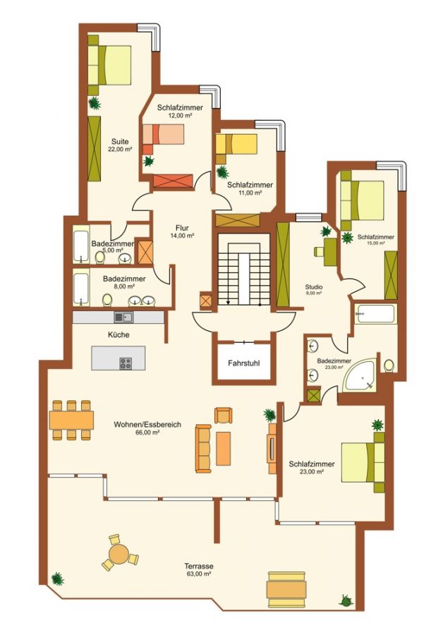 Luxus-Apartment in 1. Linie, direkter Meereszugang, 5SZ, 248qm, Klima, Fußbodenheizung, Garten, Pool - Grundriss