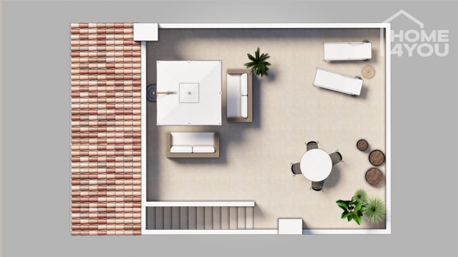 Fantástico ático de nueva construcción en Ses Salines, 90m², 2 dormitorios, 2 baños, azotea de 84m², piscina, plaza de parking - Dachterrasse