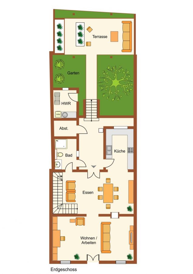 Wohntraum: Hochwertiges Design-Stadthaus, 3 SZ, 200 qm, Klima, Fussbodenheizung, Pool, Kamin, Garten - Grundriss EG