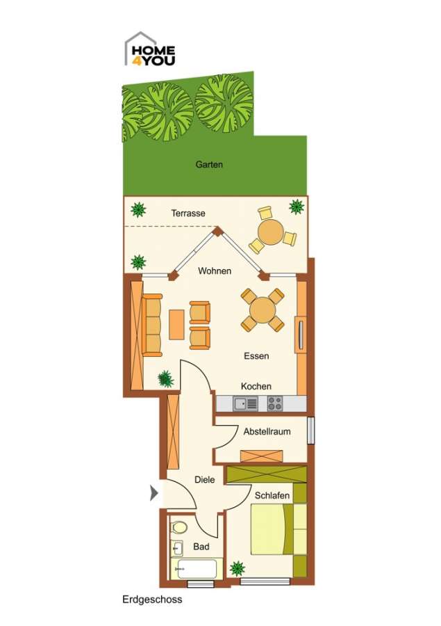 Encantador piso de 2 habitaciones, 68 m2, cocina amueblada, plaza de aparcamiento subterráneo - Grundriss
