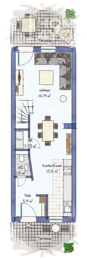 Unikat: Modernes Gutshaus-Loft in saniertem Vierkanthof, 4 Zi., 3 SZ, 85 qm, hoher Steuervorteil - Grundriss EG
