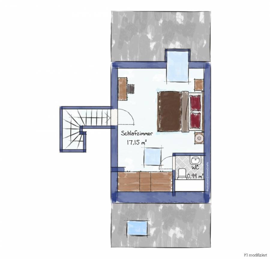 Único: Casa señorial loft moderno en patio cuadrado reformado, 5 habitaciones, 3 dormitorios, 162 m² - Grundriss DG