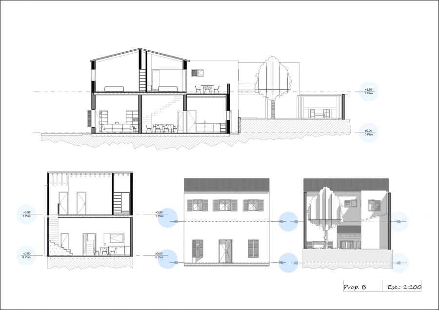 Maison de ville design près de Santanyi, 3 ch., 2 sdb, 200 m2, piscine, climatisation, chauffage au sol, cheminée, jardin - Schnitt