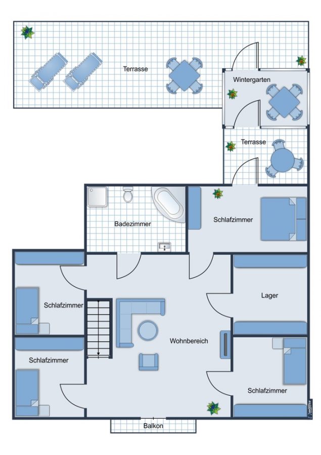 Impresionante casa de pueblo, ubicación central 290sqm, patio, garaje, 11 habitaciones con un montón de espacio para sus ideas - Grundriss Obergeschoss