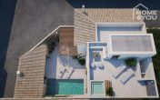 Terrain avec projet de construction pour maison de ville méditerranéenne, 220m², 3 ch., 3 sdb, terrasse sur le toit, piscine, garage - Luftaufnahme