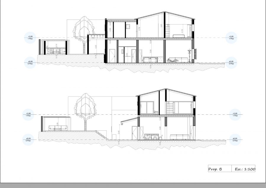 Maison de ville design sur les hauteurs de Felanitx, 3 ch., 200 m2, climatisation, chauffage au sol, piscine, cheminée, jardin - Schnitt